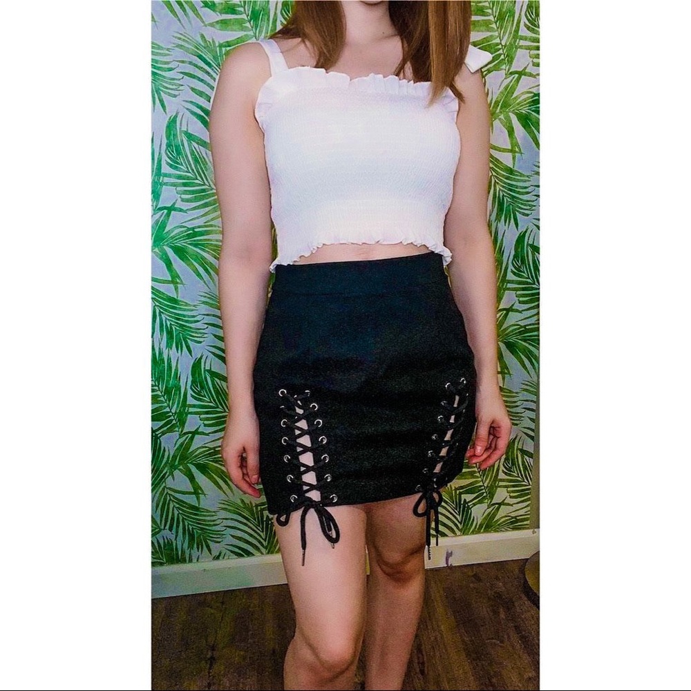 LILITH LACED UP SUEDE MINI SKIRT